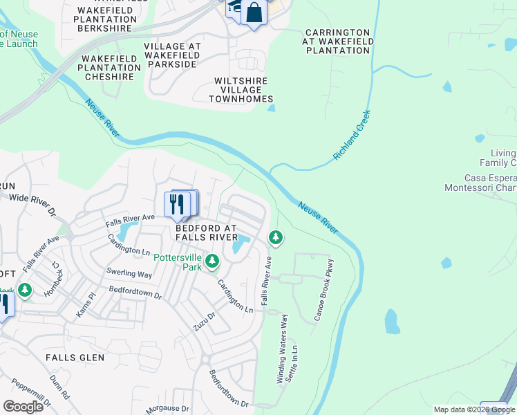 map of restaurants, bars, coffee shops, grocery stores, and more near 10646 Edmundson Avenue in Raleigh