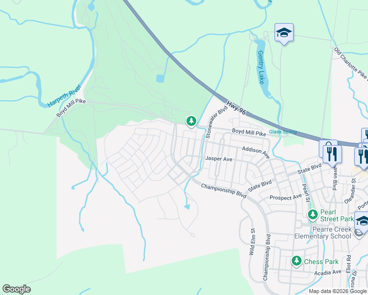 map of restaurants, bars, coffee shops, grocery stores, and more near 708 Shelley Lane in Franklin