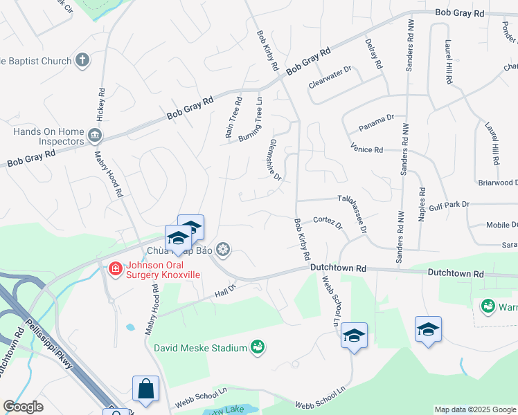 map of restaurants, bars, coffee shops, grocery stores, and more near 10030 McCormick Place in Knoxville