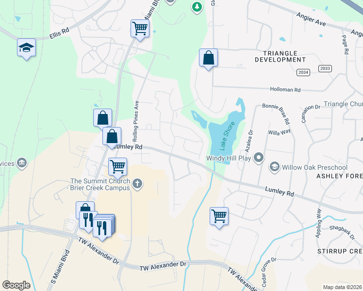 map of restaurants, bars, coffee shops, grocery stores, and more near 5006 Dragonfly Drive in Durham