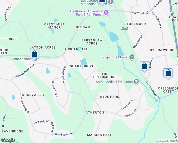 map of restaurants, bars, coffee shops, grocery stores, and more near 1808 Liatris Lane in Raleigh
