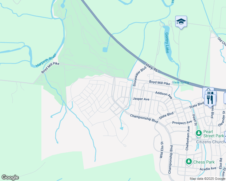 map of restaurants, bars, coffee shops, grocery stores, and more near 1967 Championship Boulevard in Franklin