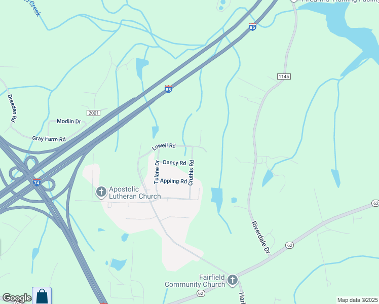 map of restaurants, bars, coffee shops, grocery stores, and more near 5801 Lowell Road in High Point
