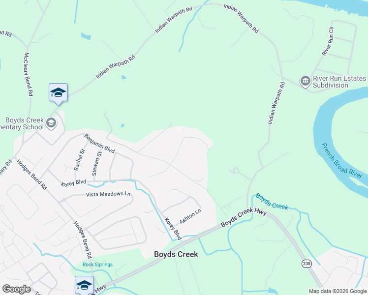 map of restaurants, bars, coffee shops, grocery stores, and more near 1324 Misty Mead Drive in Sevierville