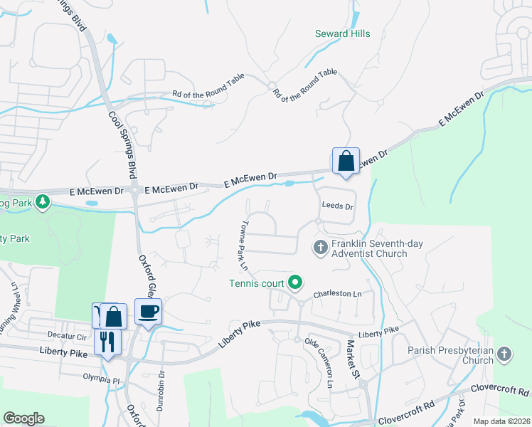 map of restaurants, bars, coffee shops, grocery stores, and more near 1200 Firth Court in Franklin