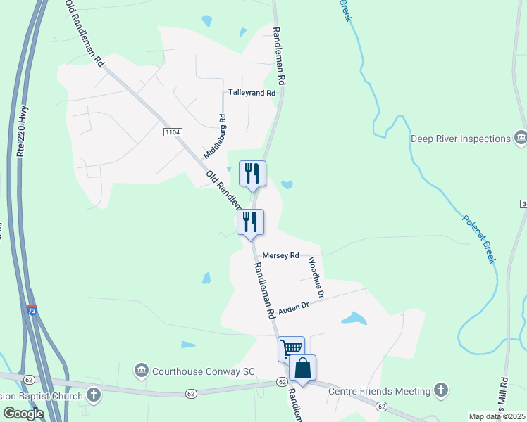 map of restaurants, bars, coffee shops, grocery stores, and more near 5141 Randleman Road in Greensboro