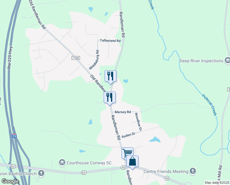 map of restaurants, bars, coffee shops, grocery stores, and more near 5141 Randleman Road in Greensboro