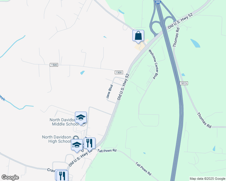 map of restaurants, bars, coffee shops, grocery stores, and more near 270 Jane Boulevard in Lexington