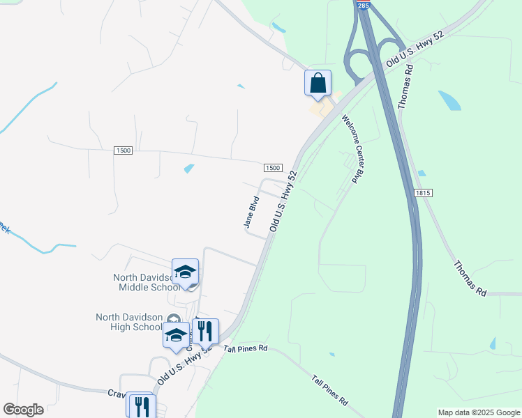 map of restaurants, bars, coffee shops, grocery stores, and more near 270 Jane Boulevard in Lexington
