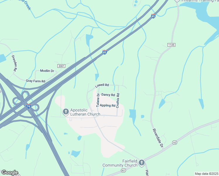 map of restaurants, bars, coffee shops, grocery stores, and more near 5807 Lowell Road in High Point