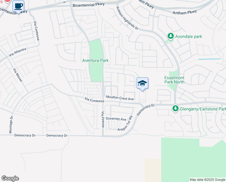 map of restaurants, bars, coffee shops, grocery stores, and more near 2760 Alta Vista Street in Henderson