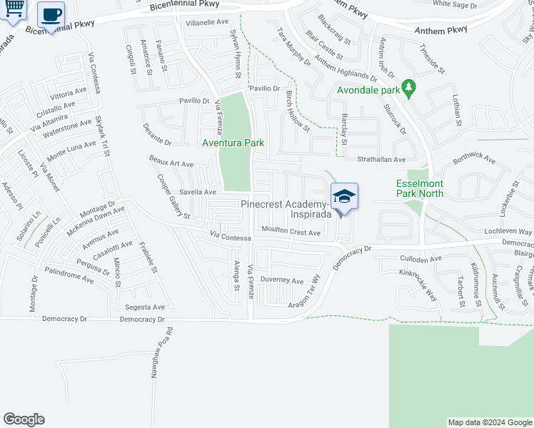 map of restaurants, bars, coffee shops, grocery stores, and more near 2759 Alta Vista Street in Henderson