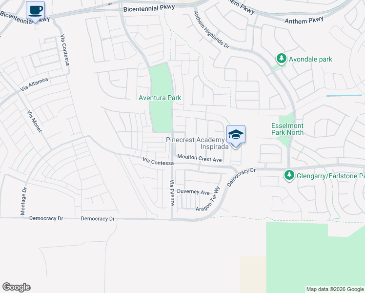 map of restaurants, bars, coffee shops, grocery stores, and more near 2759 Alta Vista Street in Henderson