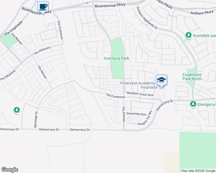 map of restaurants, bars, coffee shops, grocery stores, and more near 2690 Marvel Astoria Street in Henderson