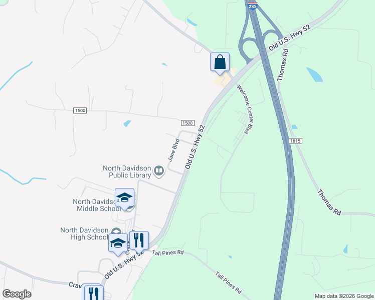 map of restaurants, bars, coffee shops, grocery stores, and more near 270 Jane Boulevard in Lexington