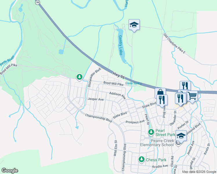 map of restaurants, bars, coffee shops, grocery stores, and more near 108 Addison Avenue in Franklin