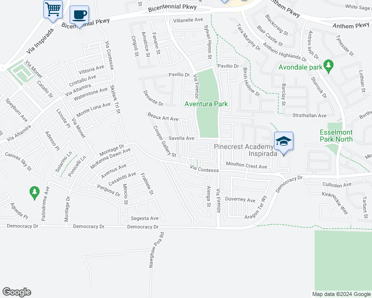 map of restaurants, bars, coffee shops, grocery stores, and more near 2683 Marvel Astoria Street in Henderson