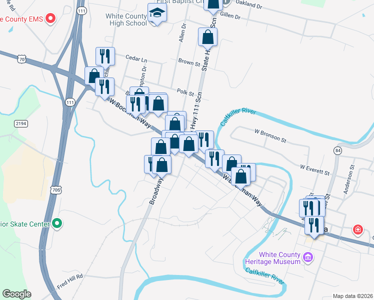 map of restaurants, bars, coffee shops, grocery stores, and more near 419 U.S. 70 Scenic in Sparta
