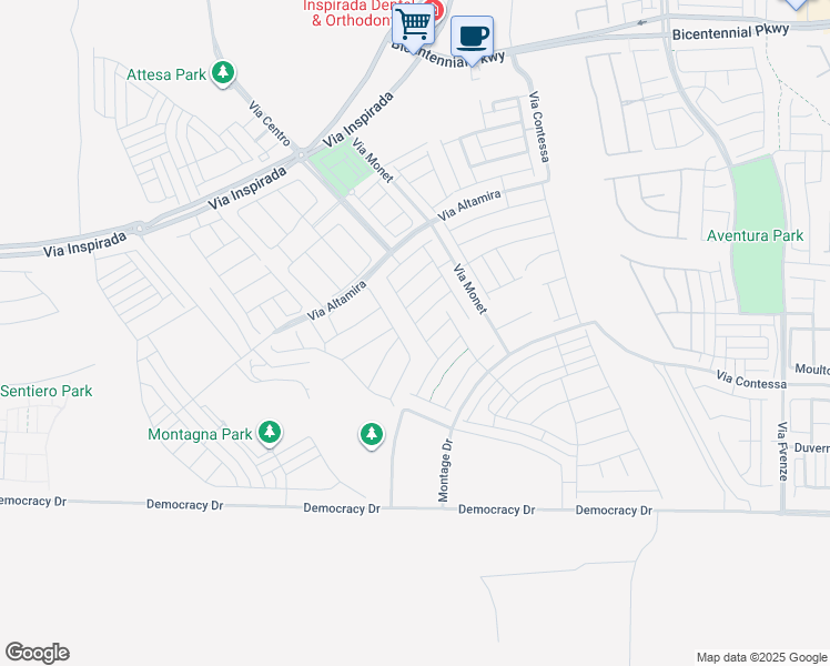 map of restaurants, bars, coffee shops, grocery stores, and more near 2645 Adesso Place in Henderson