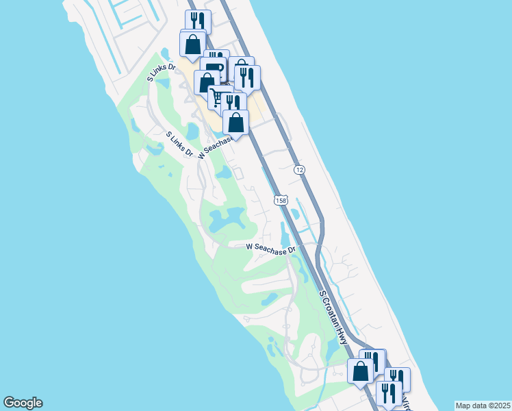 map of restaurants, bars, coffee shops, grocery stores, and more near 103 Duneridge Court in Nags Head
