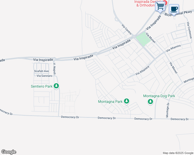 map of restaurants, bars, coffee shops, grocery stores, and more near 3656 Via Allegro in Henderson