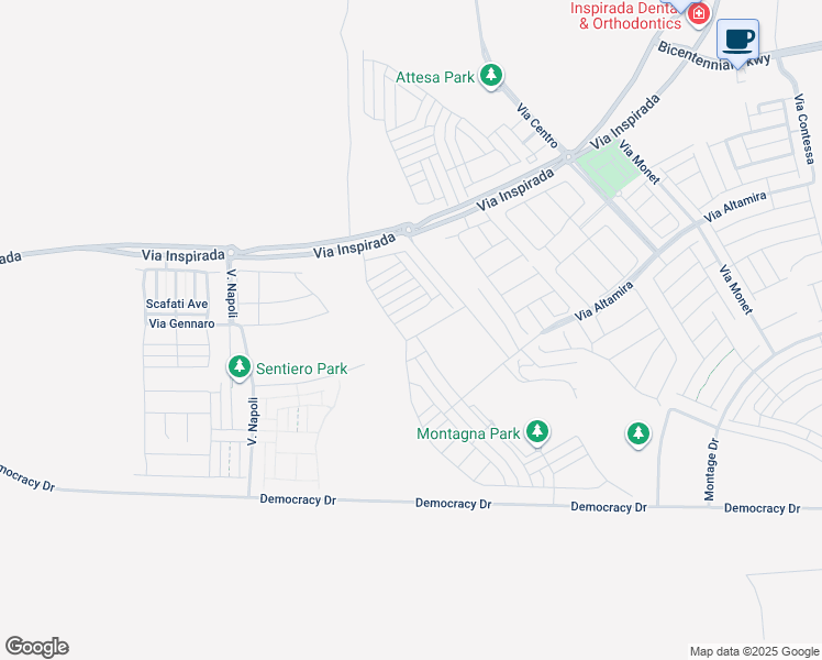 map of restaurants, bars, coffee shops, grocery stores, and more near 3656 Via Allegro in Henderson