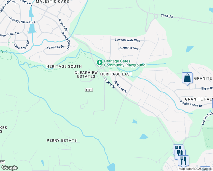 map of restaurants, bars, coffee shops, grocery stores, and more near 4624 Rogers Road in Wake Forest
