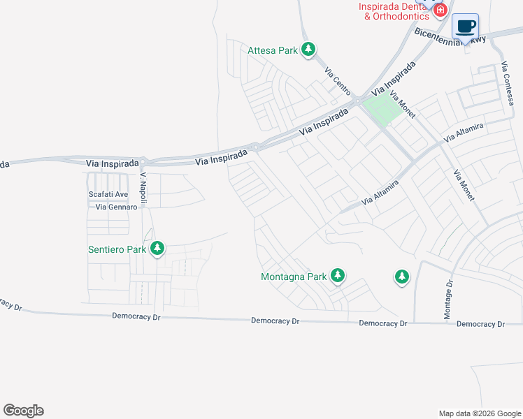 map of restaurants, bars, coffee shops, grocery stores, and more near 3648 Via Allegro in Henderson