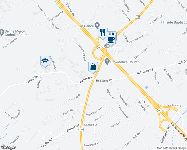 map of restaurants, bars, coffee shops, grocery stores, and more near 1405 Lovell Road in Knoxville
