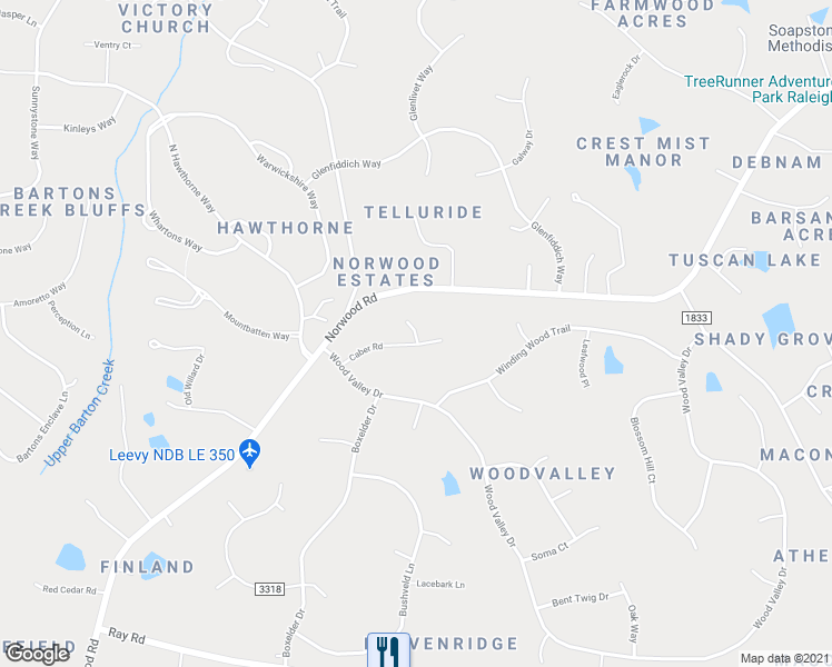 map of restaurants, bars, coffee shops, grocery stores, and more near 7818 Brownsburg Place in Raleigh
