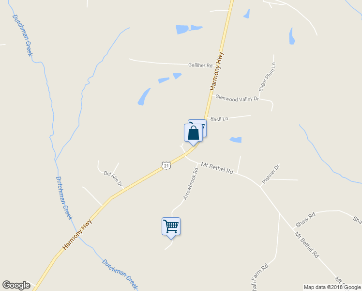 map of restaurants, bars, coffee shops, grocery stores, and more near 114 Legacy Lane in Harmony