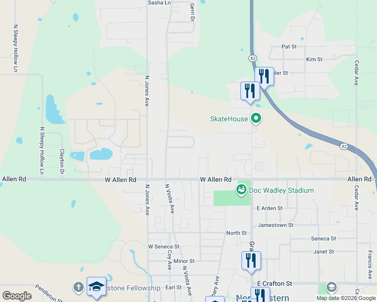map of restaurants, bars, coffee shops, grocery stores, and more near 234 Northside Court in Tahlequah