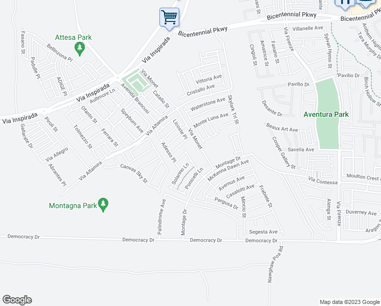 map of restaurants, bars, coffee shops, grocery stores, and more near 2658 Catania Street in Henderson