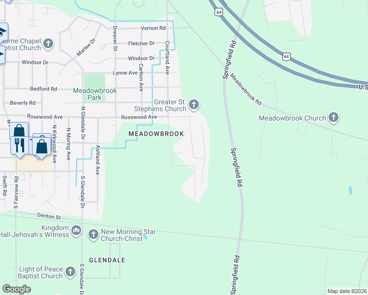 map of restaurants, bars, coffee shops, grocery stores, and more near 328 Eastfield Drive in Rocky Mount