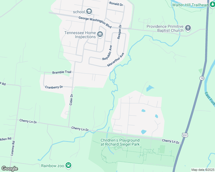 map of restaurants, bars, coffee shops, grocery stores, and more near 985 Bramble Trail in Murfreesboro