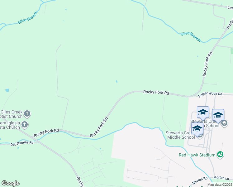 map of restaurants, bars, coffee shops, grocery stores, and more near 4054 Rocky Fork Road in Smyrna