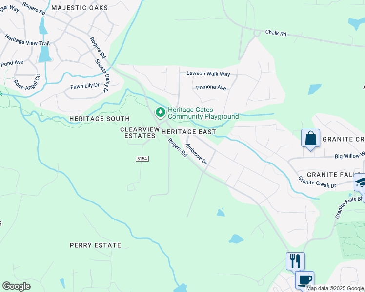 map of restaurants, bars, coffee shops, grocery stores, and more near 1139 Ambrose Drive in Rolesville