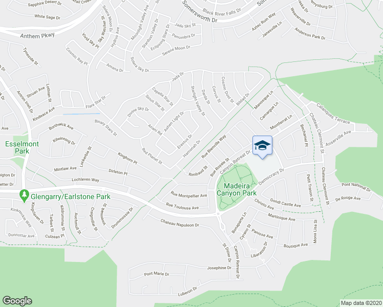 map of restaurants, bars, coffee shops, grocery stores, and more near 2475 Hamonah Drive in Henderson