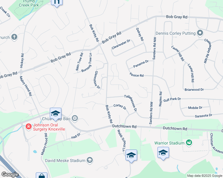 map of restaurants, bars, coffee shops, grocery stores, and more near 1041 Edenbridge Way in Knoxville