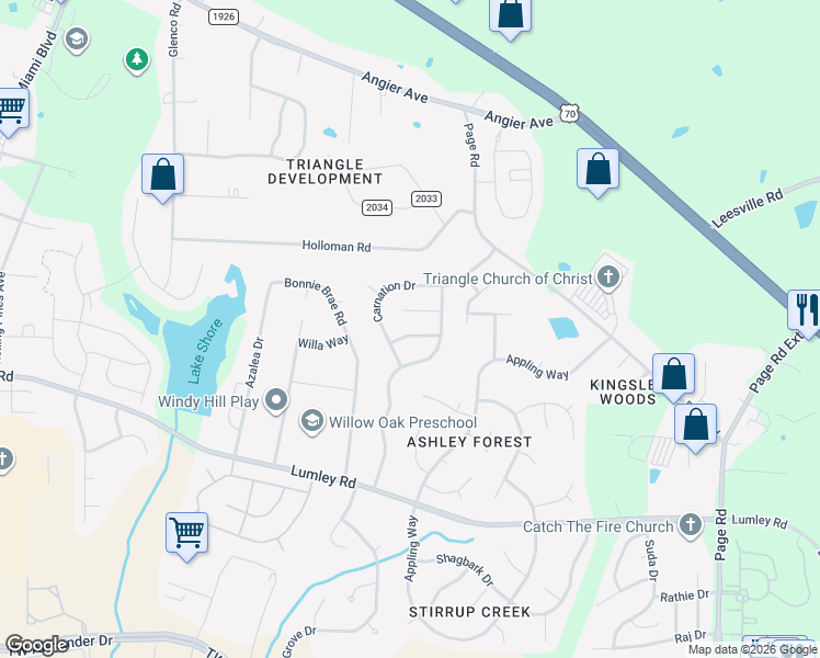 map of restaurants, bars, coffee shops, grocery stores, and more near 9 Laurel Leaf Court in Durham