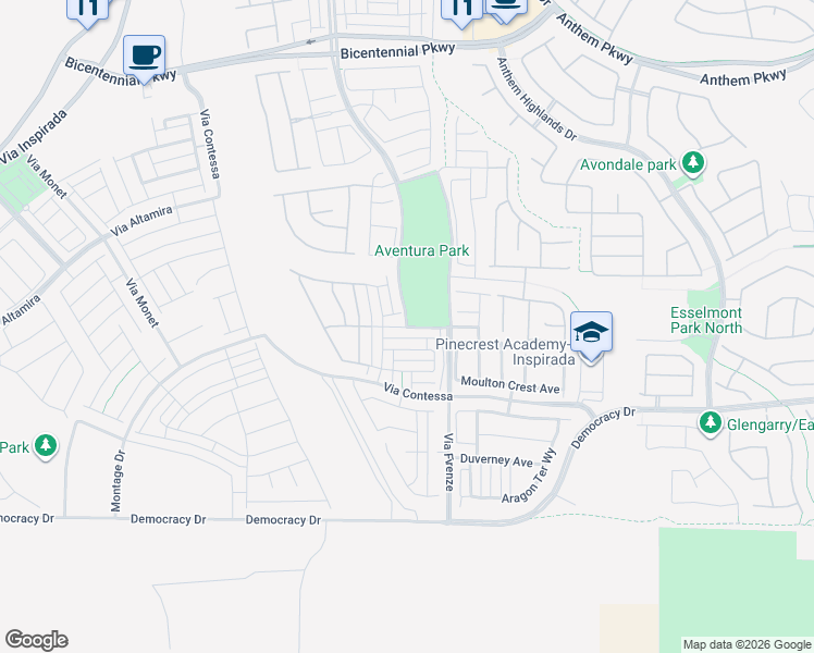 map of restaurants, bars, coffee shops, grocery stores, and more near Savella Avenue in Henderson