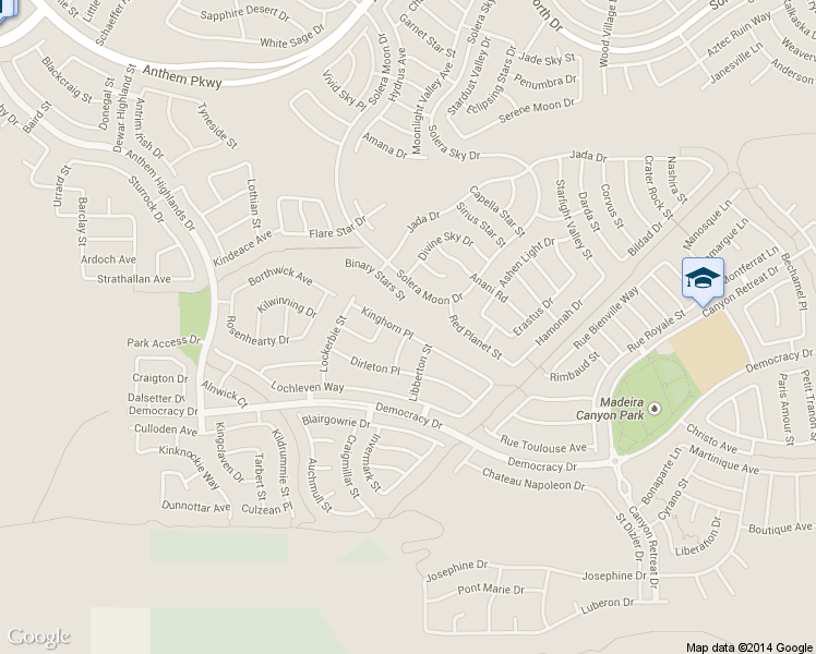 map of restaurants, bars, coffee shops, grocery stores, and more near 2660 Kinghorn Place in Henderson