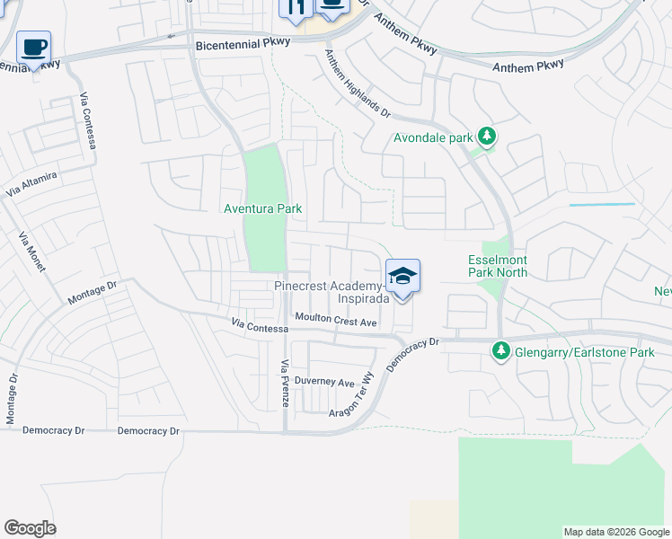 map of restaurants, bars, coffee shops, grocery stores, and more near 2716 Ponte Galleria Court in Henderson