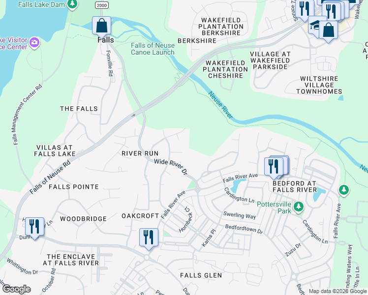 map of restaurants, bars, coffee shops, grocery stores, and more near 10009 Hidden Vale Drive in Raleigh
