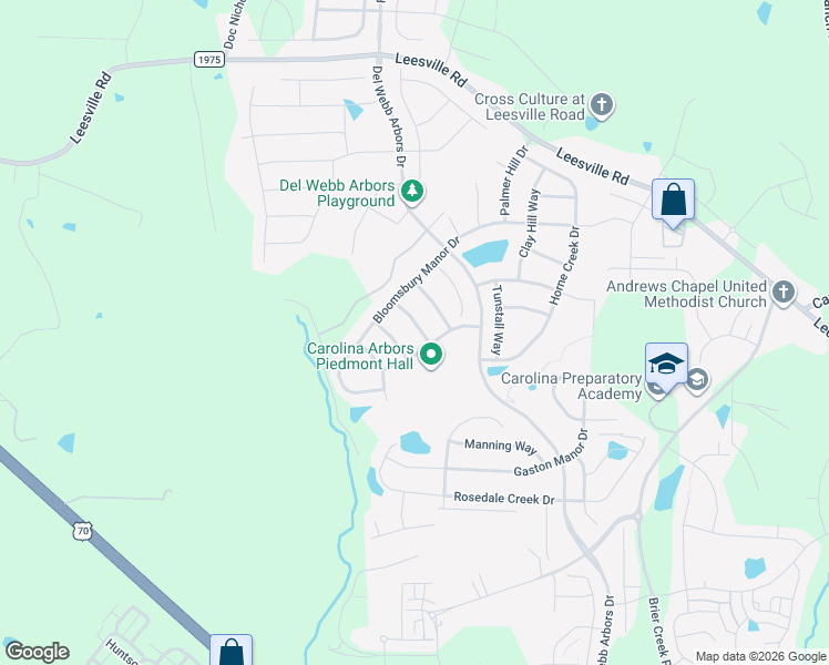 map of restaurants, bars, coffee shops, grocery stores, and more near 119 Henry Mill Place in Durham