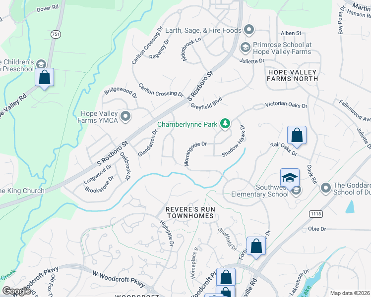 map of restaurants, bars, coffee shops, grocery stores, and more near 226 Morningside Drive in Durham