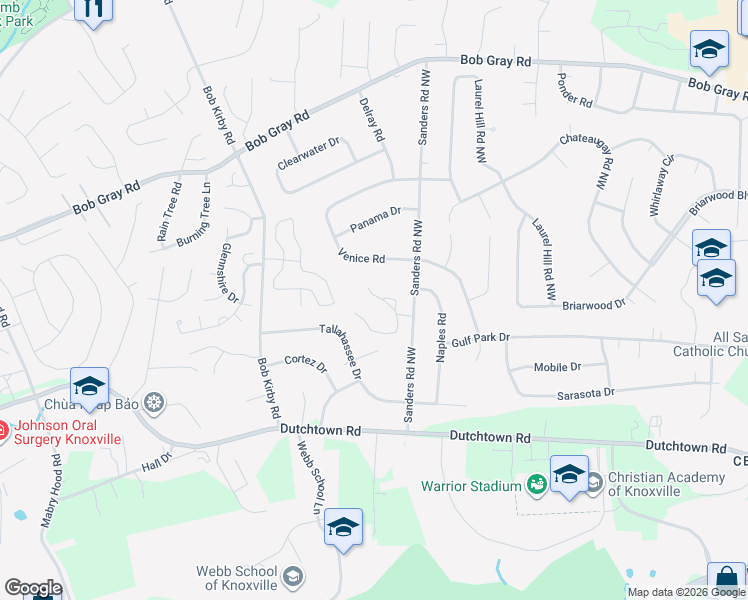 map of restaurants, bars, coffee shops, grocery stores, and more near 951 Ethans Glen Drive in Knoxville