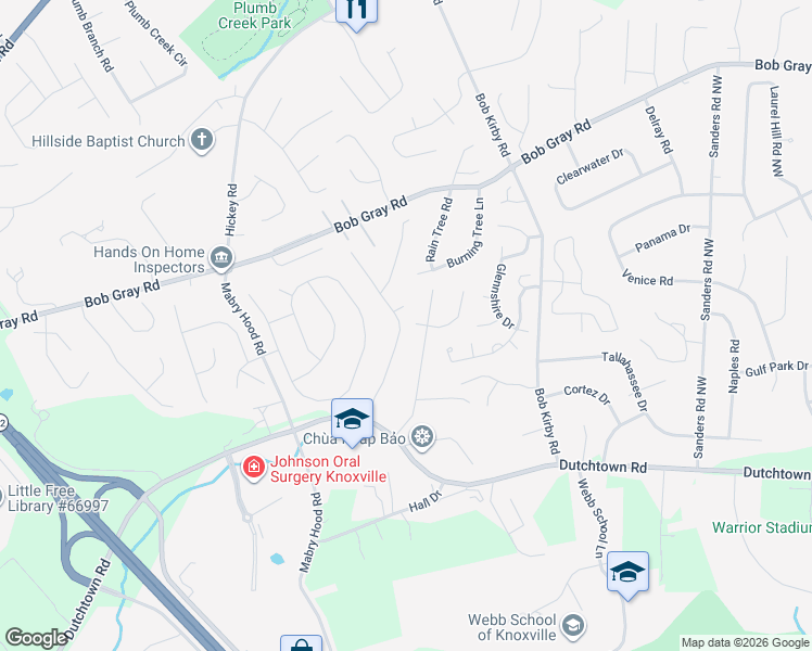 map of restaurants, bars, coffee shops, grocery stores, and more near in Knoxville