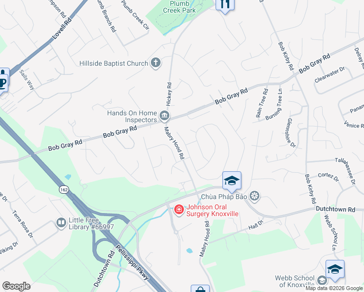 map of restaurants, bars, coffee shops, grocery stores, and more near 1424 Oak Haven Road in Knoxville