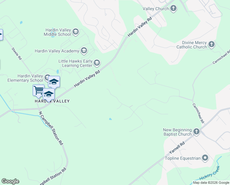 map of restaurants, bars, coffee shops, grocery stores, and more near 1923 Hickory Glen Road in Knoxville